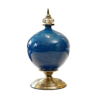 38.50cm Ceramic Oval Flower Vase with Gold Metal Base