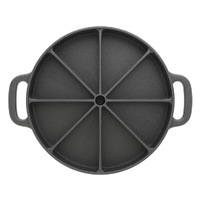 21.5CM Round Cast Iron Baking Wedge Pan Cornbread Cake 8-Slice Baking Dish with Handle