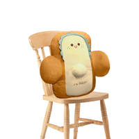 Happy Face Toast Bread Cushion Stuffed Car Seat Plush Cartoon Back Support Pillow Home Decor