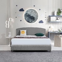 Linen Fabric Bed Curved Headboard Bedhead