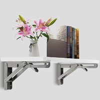 2 Stainless Steel Folding Table Bracket Shelf Bench 50kg Load Heavy Duty