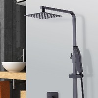 WELS 8" Rain Shower Head Set Square Dual Heads Faucet High Pressure Hand Held.