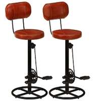 Bar Stools 2 pcs and Real Goat Leather