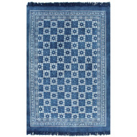 Kilim Rug Cotton with Pattern Blue