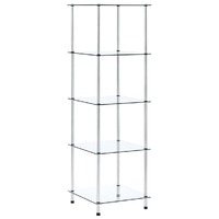 5-Tier Shelf Transparent 40x40x130 Tempered Glass