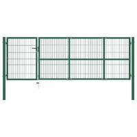 Garden Fence Gate with Posts Steel Green