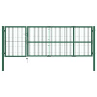 Garden Fence Gate with Posts Steel Green