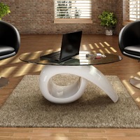 Coffee Table with Oval Glass Top