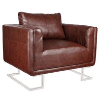 Cube Armchair with Chrome Feet Faux Leather