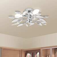Ceiling Lamp Acrylic Crystal Leaf Arms 3 E14 Bulbs