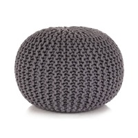 Hand-Knitted Pouffe Cotton 50x35 cm