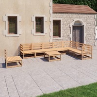 9 Piece Garden Lounge Set Solid Pinewood