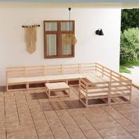 10 Piece Garden Lounge Set Solid Pinewood