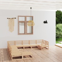 11 Piece Garden Lounge Set Solid Pinewood
