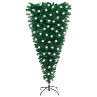 Upside-down Artificial Christmas Tree with LEDs Green