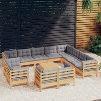 13 Piece Garden Lounge Set with Cushions Solid Pinewood