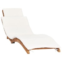 Folding Sun Lounger with Cushion Solid Teak Wood