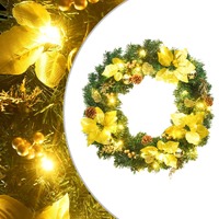 Christmas Wreath with LED Lights 60 cm PVC