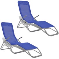 Sun Loungers 2 pcs Steel Frame and Textilene