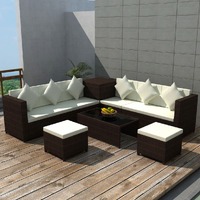 8 Piece Garden Lounge Set with Cushions Poly Rattan