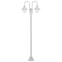 Garden Post Light E27 220 cm Aluminium 2-Lantern