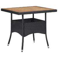 Outdoor Dining Table Poly Rattan and Solid Acacia Wood