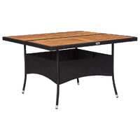Outdoor Dining Table Poly Rattan and Solid Acacia Wood
