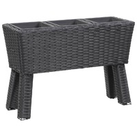 Garden Raised Bed with Legs and Pots Poly Rattan