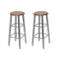 Bar Stools 2 pcs Metal with MDF Seat