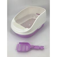 Large Portable Cat Toilet Litter Box Tray House with Scoop and Grid Tray