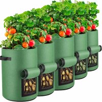 5-Pack Gallons Plant Grow Bag Potato Container Pots with Handles Garden Planter