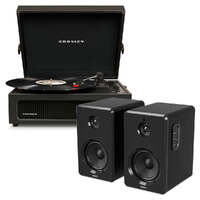 Crosley Voyager Bluetooth Portable Turntable - Bundled HolySmoke Bluetooth Speaker - Black