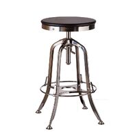 Industrial Wooden Height Adjustable Swivel Bar Stool