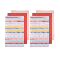 Ladelle Set of 6 Zest Bright Cotton Kitchen Tea Towels 50 x 70 cm