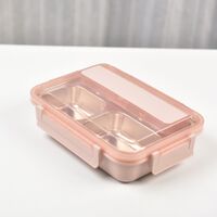 304 Stainless Steel 4 Divided Simple Lunch Box with a cultery set