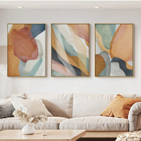 Abstract Orange 3 Sets Gold Frame Canvas Wall Art