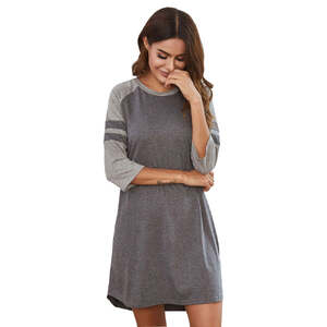Polycotton Color Matching Women Nightgown 3/4 Sleeve Night Dress UK Size