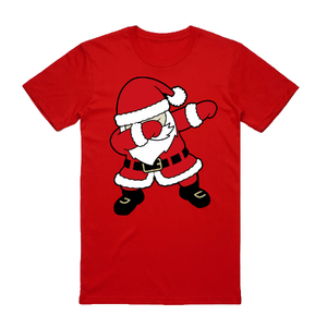 100% Cotton Christmas T-shirt Adult Unisex Tee Tops Funny Santa Party Custume, Dancing Santa (Red)