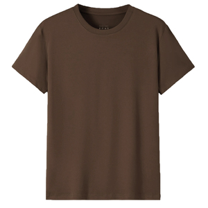 Adult 100% Cotton T-Shirt Unisex Men's Basic Plain Blank Crew Tee Tops Shirts, Coffee