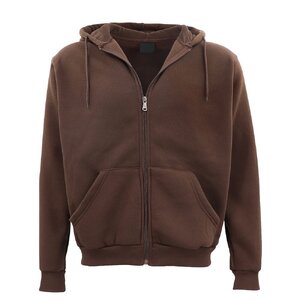 Adult Unisex Zip Plain Fleece Hoodie Hooded Jacket Mens Sweatshirt Jumper XS-8XL, Brown