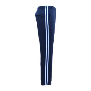 Men's Fleece Casual Sports Track Pants w Zip Pocket Striped Sweat Trousers S-6XL, Navy