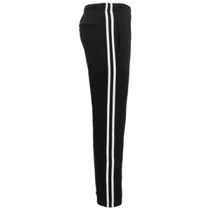 Men's Fleece Casual Sports Track Pants w Zip Pocket Striped Sweat Trousers S-6XL, Black