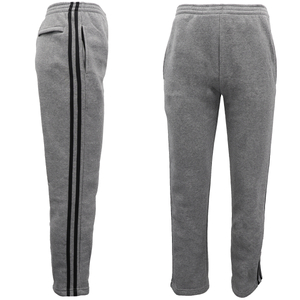 Men's Fleece Casual Sports Track Pants w Zip Pocket Striped Sweat Trousers S-6XL, Grey