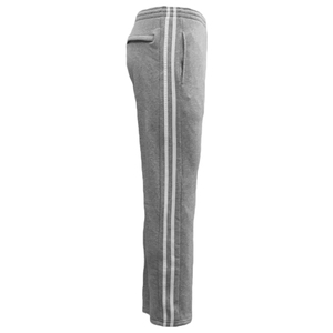 Men's Fleece Casual Sports Track Pants w Zip Pocket Striped Sweat Trousers S-6XL, Light Grey
