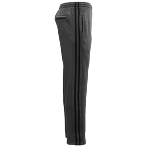 Men's Fleece Casual Sports Track Pants w Zip Pocket Striped Sweat Trousers S-6XL, Dark Grey