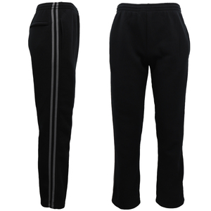 Men's Fleece Casual Sports Track Pants w Zip Pocket Striped Sweat Trousers S-6XL, Black w Grey Stripes