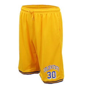 Men's Basketball Sports Shorts Gym Jogging Swim Board Boxing Sweat Casual Pants, Yellow - Golden State 30