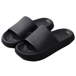 Pillow Slides Sandals Non-Slip Ultra Soft Slippers Cloud Shower EVA Home Shoes, Black