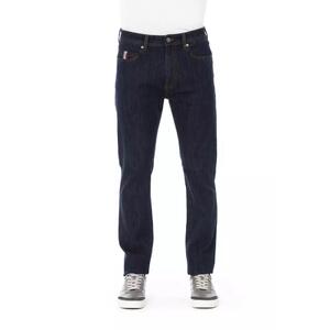 Logo Button Regular Fit Jeans with Tricolor Insert and Contrast Stitching