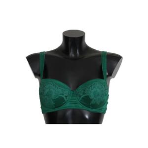 Green Floral Lace Silk Stretch Balconcino Bra by Dolce &amp; Gabbana